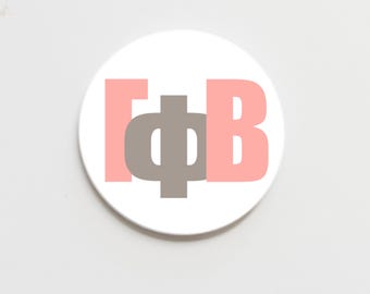Gamma Phi Beta Greek Block Letters Button