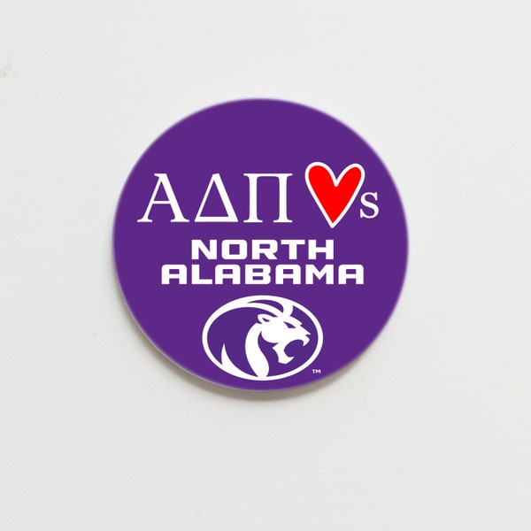 University of North Alabama Alpha Delta Pi Game Day Button (3 Designs)