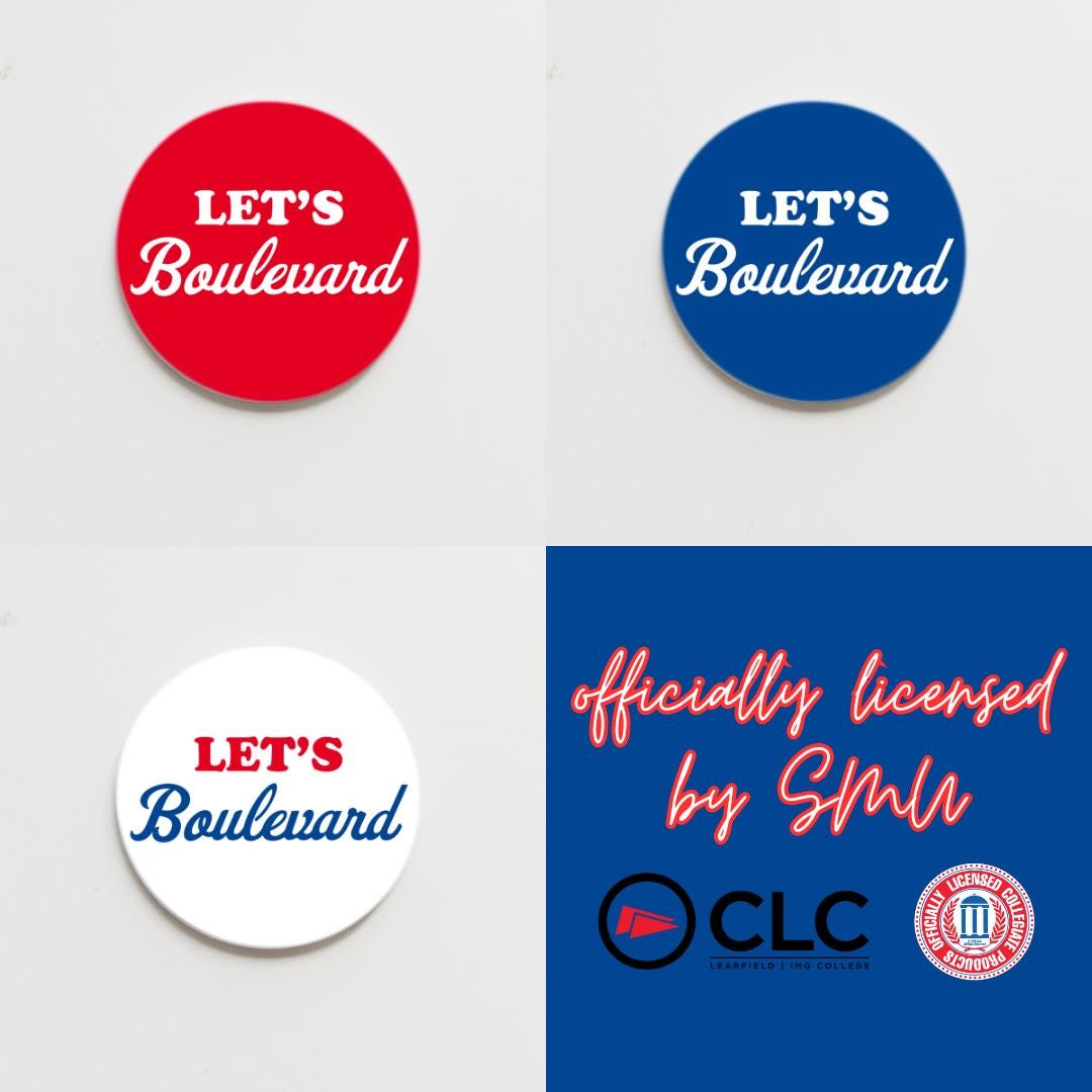 SMU Let's Boulevard Game Day Button (3 Color Options) - Etsy