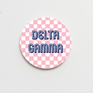 Delta Gamma Checkerboard Greek  Button