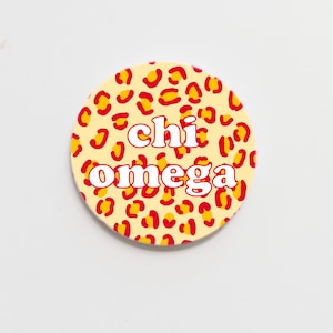 Chi Omega Cheetah Greek  Button
