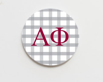 Alpha Phi Gingham Greek  Button