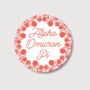 Alpha Omicron Pi Greek Floral Ring Button