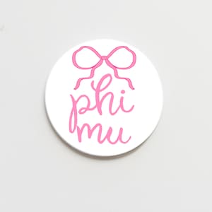 Phi Mu Greek Bow Button
