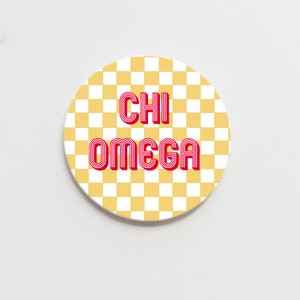 Chi Omega Checkerboard Greek  Button