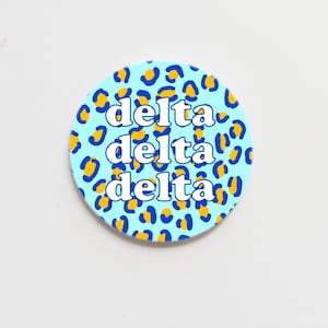 Tri Delta Cheetah Greek  Button
