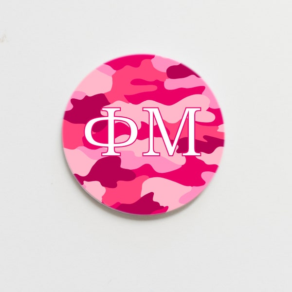 Phi Mu Camo Greek Button