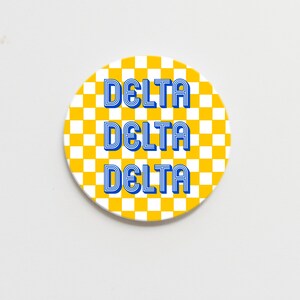 Tri Delta Checkerboard Greek  Button