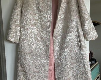 1960s pink and silver brocade coat