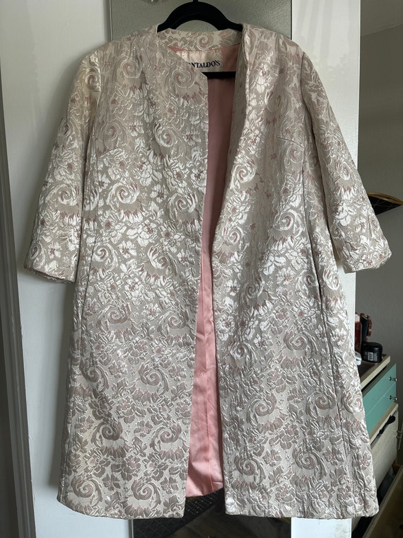 1960s pink and silver brocade coat