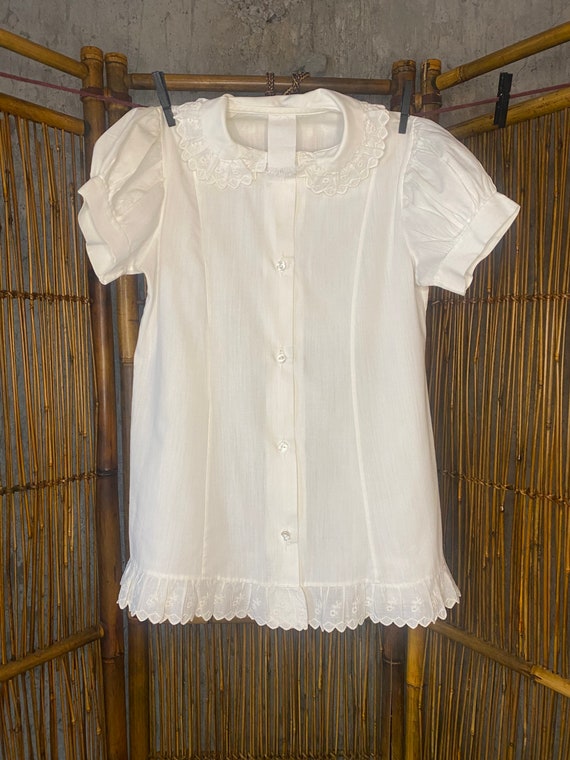 Classic white baby girls dress button up - image 1