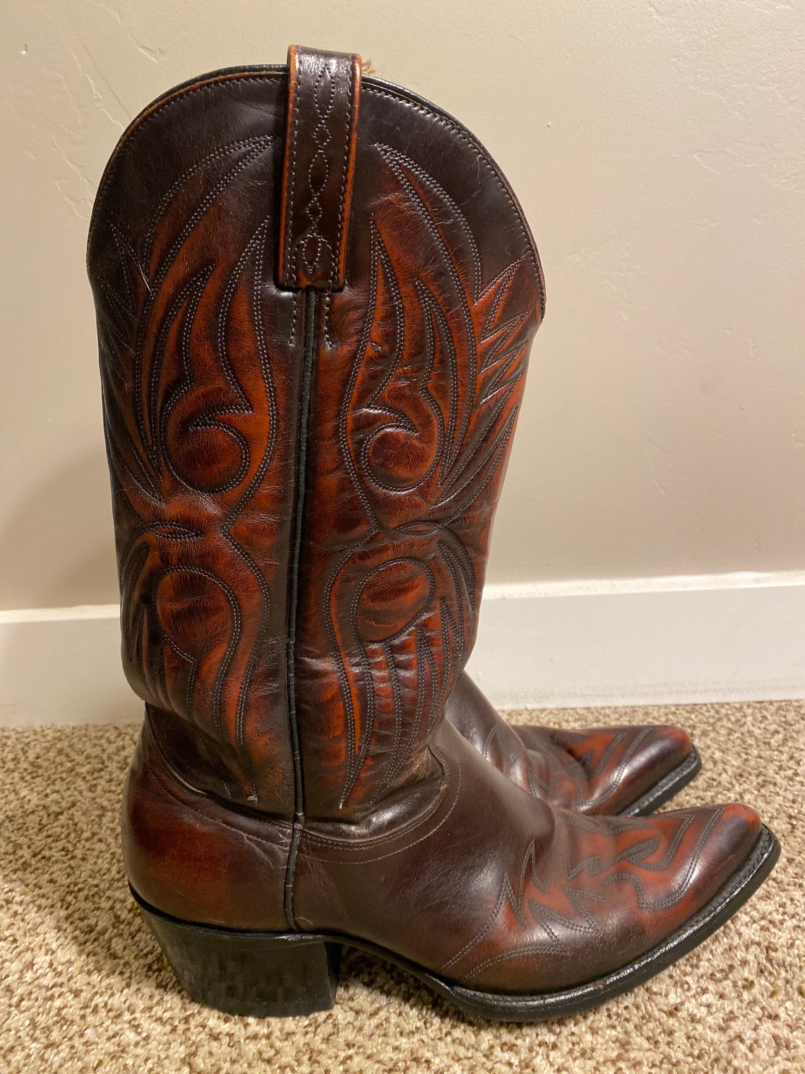 Mens Vintage J. Chisholm Cowboy Boots Etsy