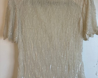 Vintage beaded silk blouse