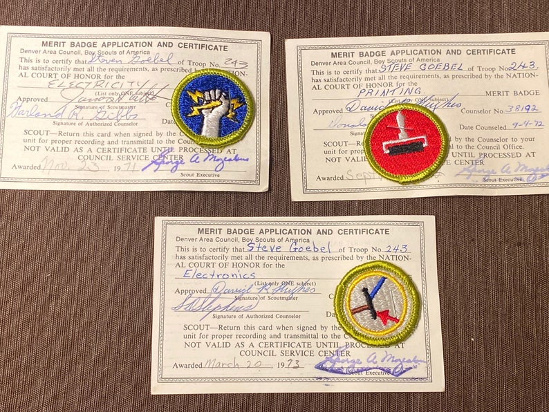 Vintage Merit Badge Application and Certificate - Etsy