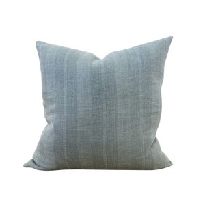 Kasteel in Tarn, Designer classic textured linen accent pillow, high end blue striped throw pillow, custom lumbar pillow, herringbone pillow