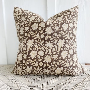 Safari Mustard Block Print Linen Pillow Cover | Boho Farmhouse Lumbar Accent