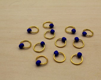 Cobalt Blue Beaded Stitch Markers  Knitting Marker, Round Stitch Marker, Snag Free Marker, Stitch Marker Rings, Stitch Keeper