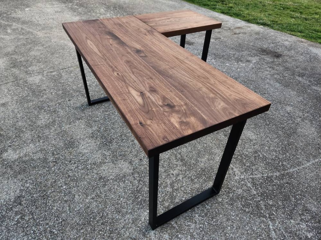 L Shape Wood Desk, L Shaped Desk, Corner Desk, Solid Wood L Desk Etsy