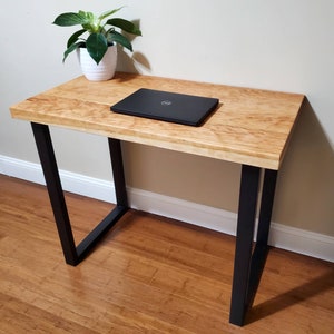 Cherry desk, solid wood desk, Cherry desk with U shape metal legs, Modern Cherry desk