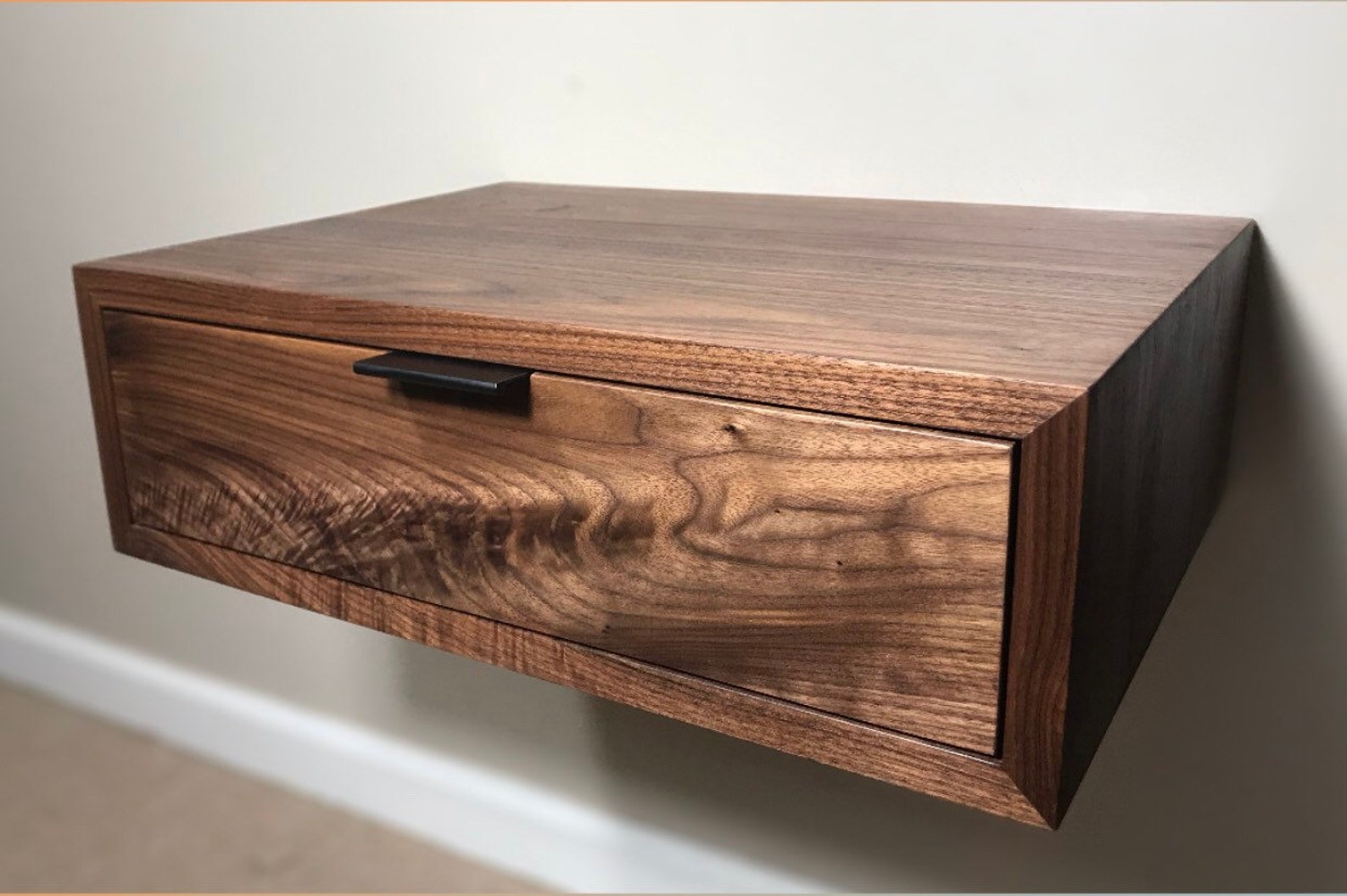Solid Walnut Floating Nightstand Walnut Floating Nightstand Etsy