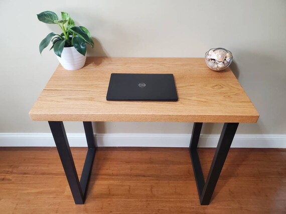 Oak desk with metal legs deals