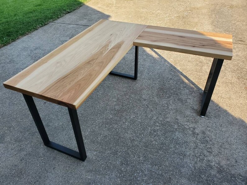 L Shape Wood Desk L Shape Desk Desk With Metal Legs Solid Etsy