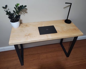 Maple desk, solid wood desk with metal legs