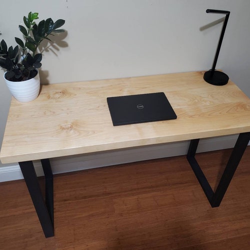 L Shape Wood Desk L Shape Desk Desk With Metal Legs Solid Etsy