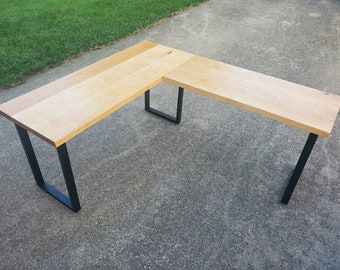 Maple L desk, L shape desk, solid wood desk, corner desk
