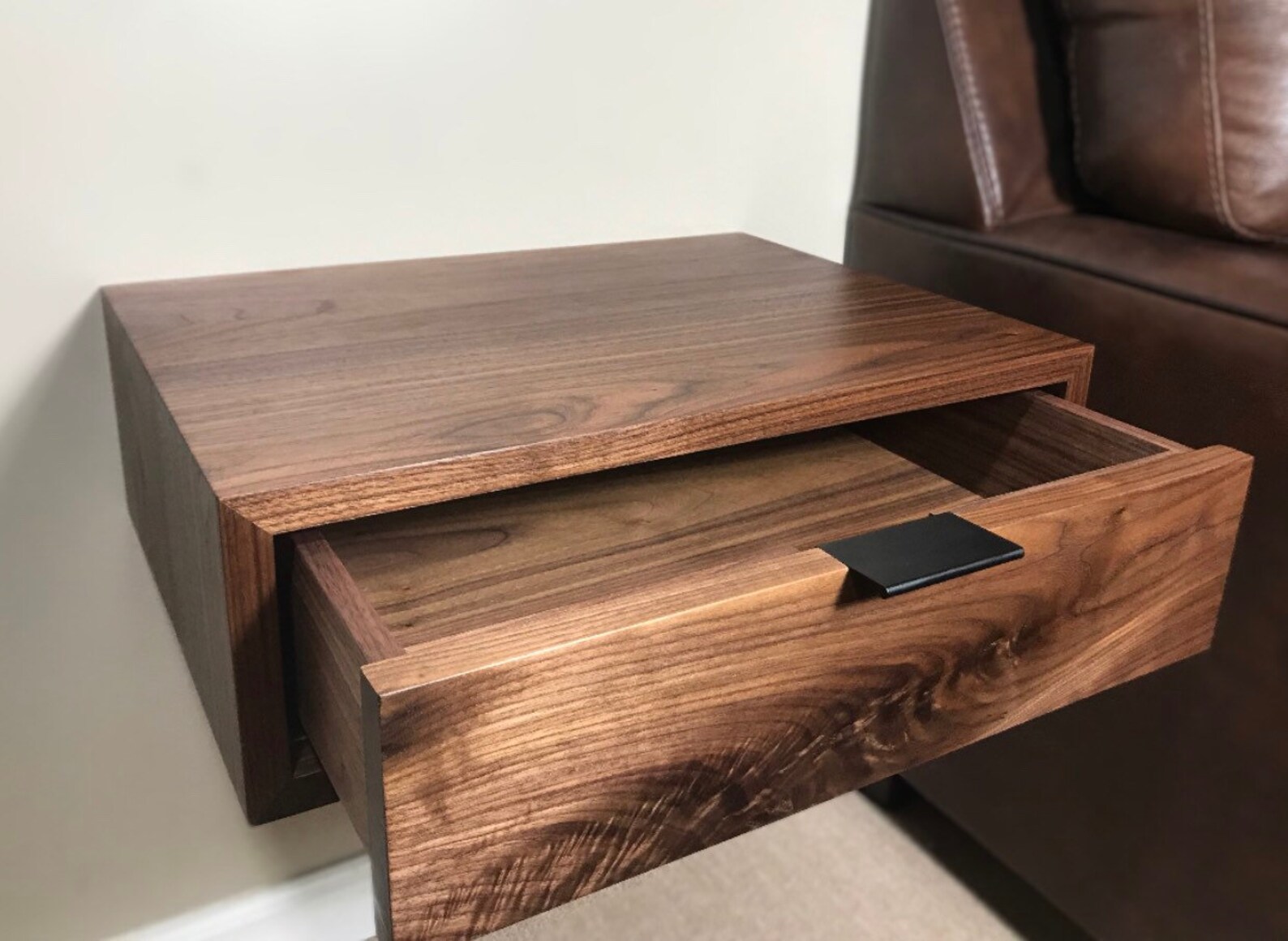 Solid Walnut Floating Nightstand Walnut Floating Nightstand Etsy