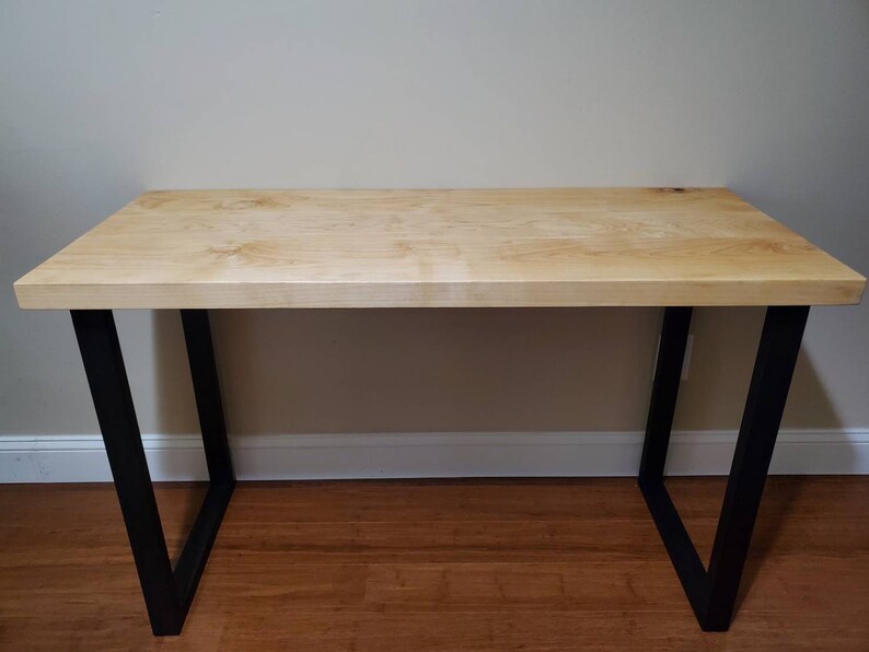 Maple Desk Solid Wood Desk With Metal Legs Etsy