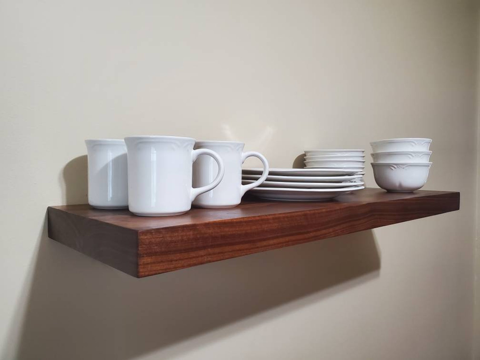 WALNUT FLOATING SHELVES dark wood floating shelf black Etsy