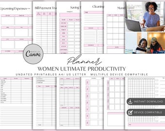 Women’s Productivity Planner | Goal Setting Organizer | Time Management Planner | Daily Task Tracker | Personal Efficiency Journal