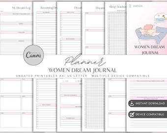 Women’s Dream Journal | Dream Diary | Dream Tracker | Sleep Journal | Nighttime Reflection | Spiritual Dream Log | Lucid Dreaming Journal