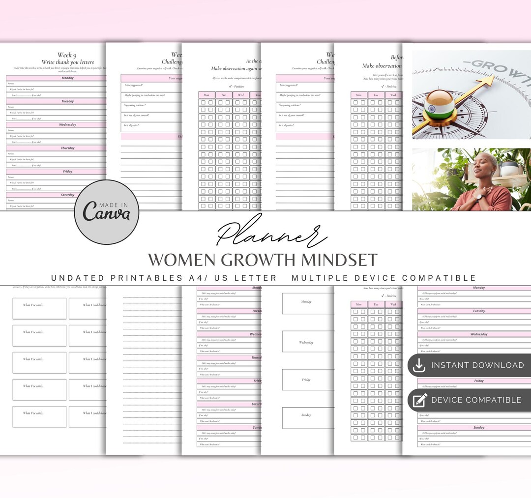 Women’s Growth Mindset Planner | Personal Development Journal ...
