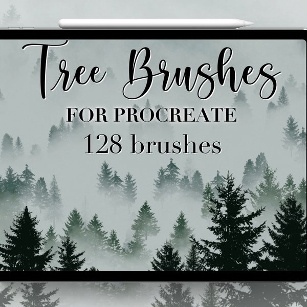 128 Tree Procreate Stamps, Tree Brushes, Nature Brushes, Procreate Landscape, Forest Stamp, Botanical Stamps, Greenery Stamp,Foliage Brushes
