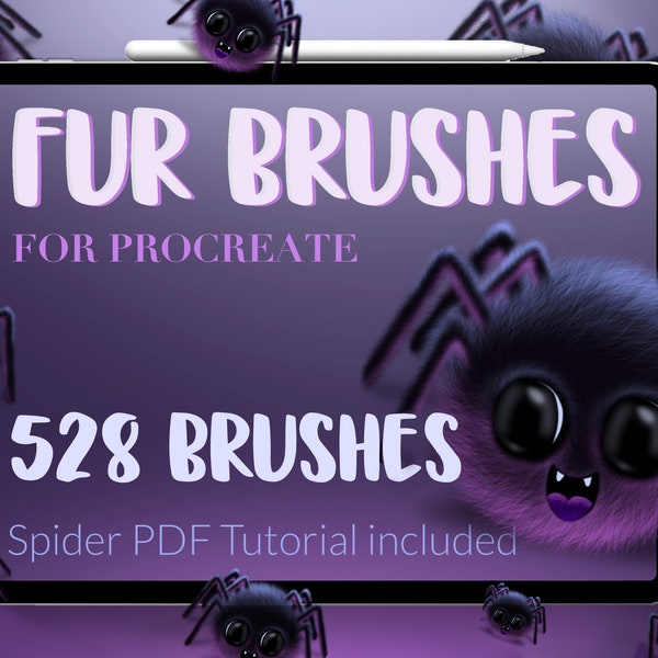 Fur Brushes for Procreate Bundle, procreate fur brushes, pet portrait brushes, procreate hair brushes, animal texture brushes, color palette