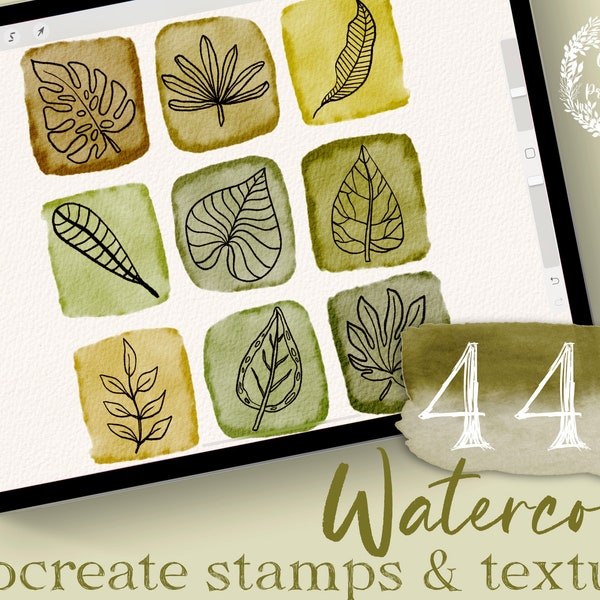 444 Procreate Watercolor Brushes, Realistic Watercolor Stamps, Paper Texture, Color Palette, Botanical Flower Stamps, Procreate Tutorial