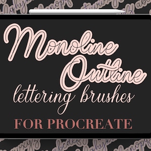Monoline Outline Procreate Brush For iPad Handlettering Font, Digital Planners + Lineart Stickers, Digital Calligraphy, 3D Outline Letters