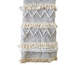 Handwoven Boho Neutral Geometric Chevron Throw Blanket, Bohemian Fringe Tassel Throw Blanket, Neutral Throw Blanket