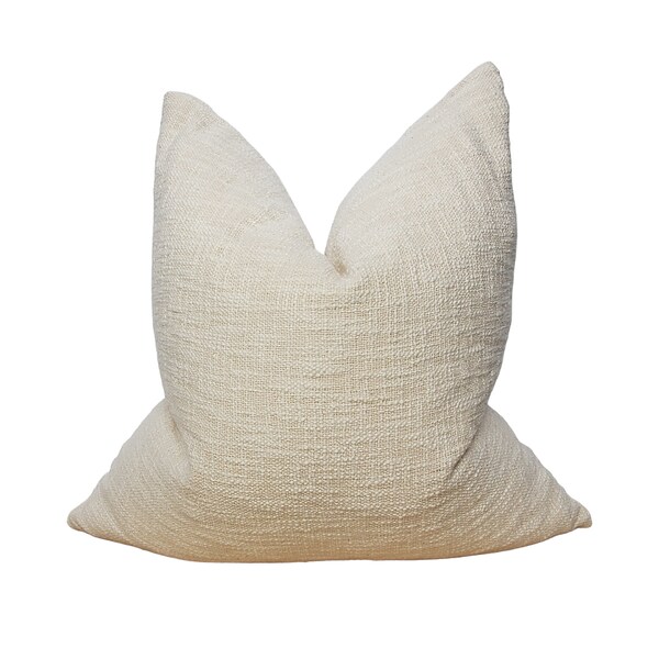 Saona Natural Pillow Cover | Boho Farmhouse Woven Cushion Cover  | Neutral Off-White Ivory Throw Pillow - 24x24