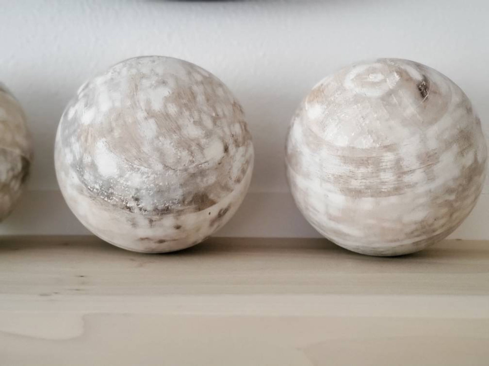 Large 5in Wooden Decor Ball Whitewashed Wooden Sphere Etsy