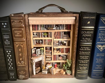 Drawer Library book nook bookshelf insert — 10.5” tall