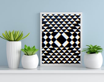 Triangle Grid Illusion Print | Art Poster | Art Print | OpArt | Contemporary Art | Psychedelic Art | Optical Illusion | Geometric Art |