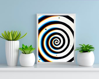 Espiral de Ilusão Óptica | Impressão de Pintura Acrílica | Impressão Artística | Arte Psicodélica | Pintura Surrealista | Arte de Parede