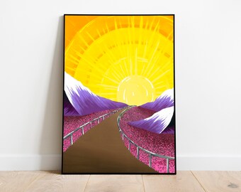 Dekoracja ścienna „Pole kwiatów” | Kwiatowy wydruk artystyczny | Słoneczna sztuka ścienna | Spersonalizowany wydruk artystyczny | Duży plakat artystyczny | CreationsByBeezy