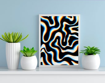 Ilusão de ótica abstrata | Ondas de ilusão de ótica | Impressão de pintura acrílica | Impressão de arte de ilusão | Arte psicodélica | Pintura surreal | Arte de parede
