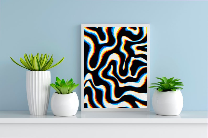 Abstract Optical Illusion | Optical Illusion Waves | Acrylic Painting Print | Illusion Art Print | Trippy Art | Surreal Painting | Wall Art 