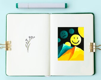 Smiley Space Sticker | Space Art | Laptop Sticker | Space themed sticker | Planets sticker |