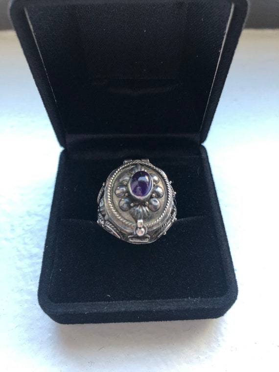 Antique silver poison ring